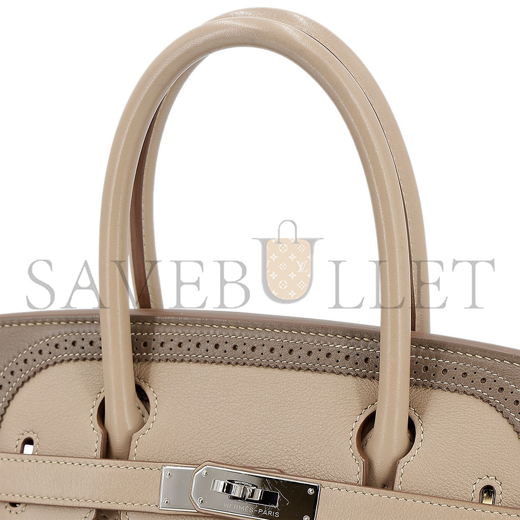 H**mes master birkin 30 swift trench coat grey and elephant grey silver buckle 10021 (30*22*15cm)